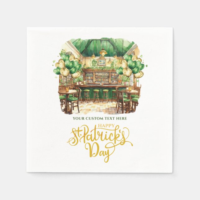 Wasserfarbe St. Patrick's Day Pub Personalisiert Serviette (Vorderseite)