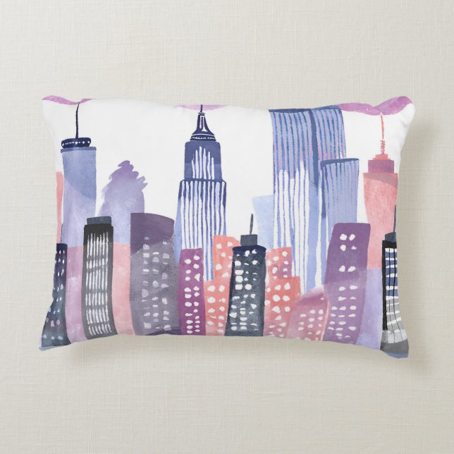 Wasserfarbe Stadt Skyline Dekokissen (Rückseite)