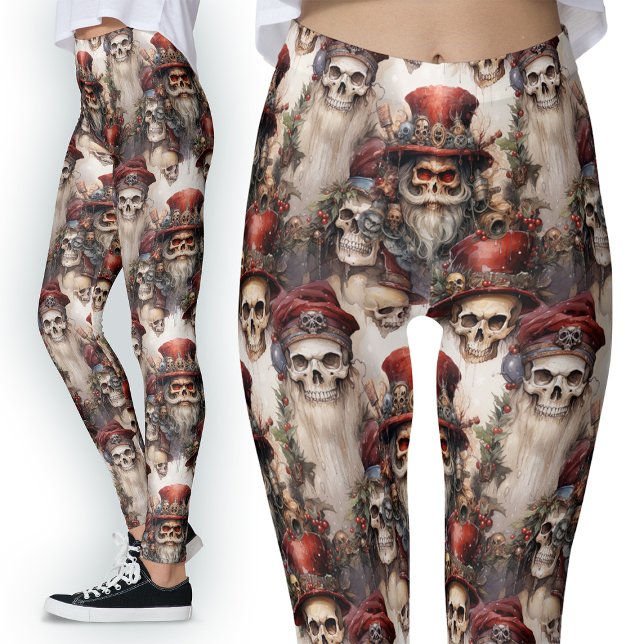 Wasserfarbe Steampunk Weihnachtsfeierliche Skulptu Leggings (Von Creator hochgeladen)