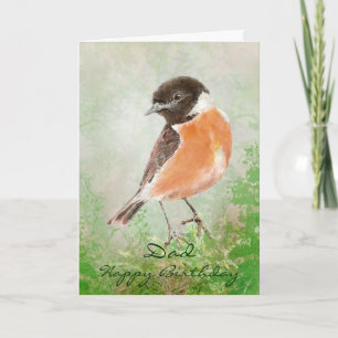 Wasserfarbe Stonechat Bird Happy Birthday Vater Karte