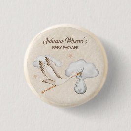 Wasserfarbe Stork Baby Dusche Button