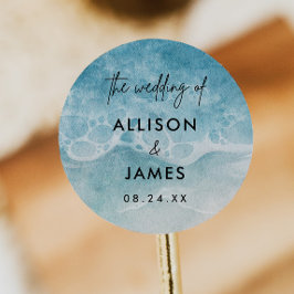 Wasserfarbe Strand Hochzeitungs-Umschlag Aufkleber