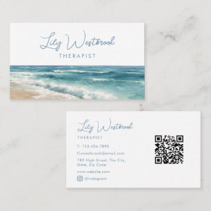 Wasserfarbe-Strand-Therapeut-Psychologe-QR-Code Visitenkarte