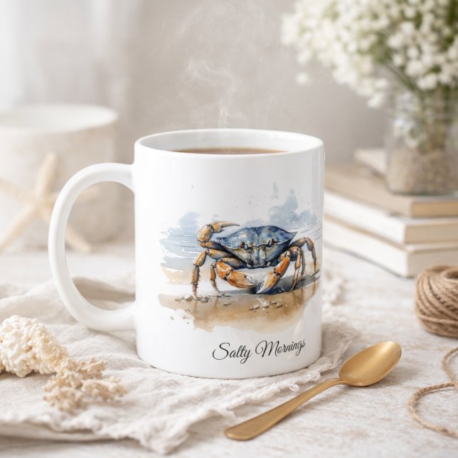 Wasserfarbe Strandkrabbe, individuell angefertigt Kaffeetasse (Von Creator hochgeladen)