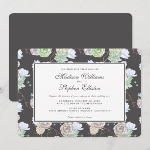 Wasserfarbe  Sukkulente und Zweige - Hochzeiten Einladung