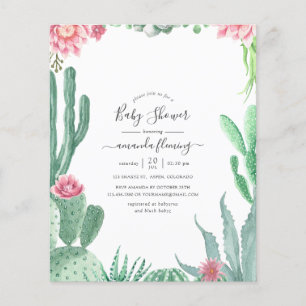 Wasserfarbe Sukkulenten Baby Shower Einladung Flyer