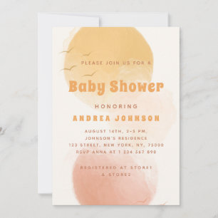 Wasserfarbe Sun Boho Abstrakt Ästhetische Babydusc Einladung