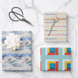 Wasserfarbe Surfing Snowman Geschenkpapier Set