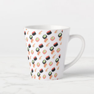 Wasserfarbe Sushi Rolls Cucumber Lachs Milchtasse