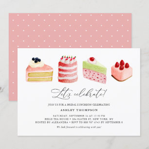 Wasserfarbe Süße Kuchen Bridal Luncheon Einladung