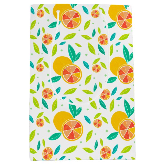 Wasserfarbe Süße Orangen Muster Mittlere Geschenktüte (Vorderseite)