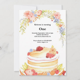Wasserfarbe Süßkuchen 1. Geburtstag Einladung