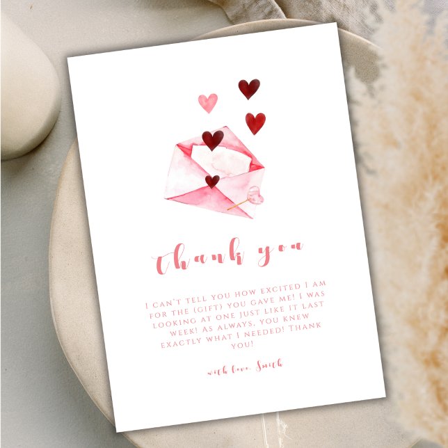 Wasserfarbe Sweet Heart Letter Kinderdusche Dankeskarte (Watercolor Sweet Heart Letter Baby Shower Thank You Card)