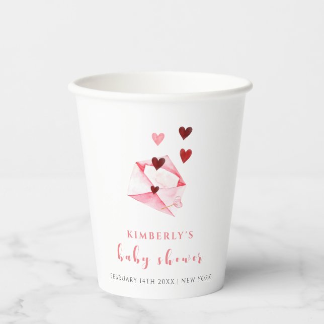 Wasserfarbe Sweet Heart Letter Kinderdusche Pappbecher (Vorderseite)