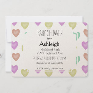 Wasserfarbe Sweet Hearts Babydusche Einladung