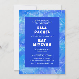 Wasserfarbe Swirbelstars Blau Custom Bar Bat Mitzv Einladung