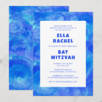 Wasserfarbe Swirl Blau Custom Bar Bat Mitzvah