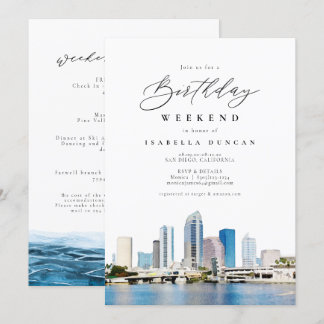 Wasserfarbe Tampa Florida Küste Skyline Geburtstag Einladung