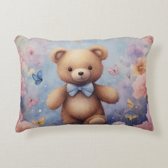 Wasserfarbe Teddy Bären Kissen Geschenk botanische (Vorderseite)