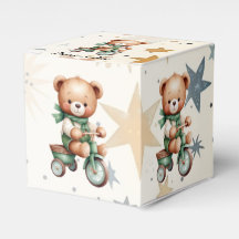 Wasserfarbe Teddy Bären Sterne Green Bike Party