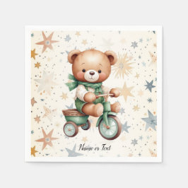 Wasserfarbe Teddy Bären Sterne Green Bike Party Serviette