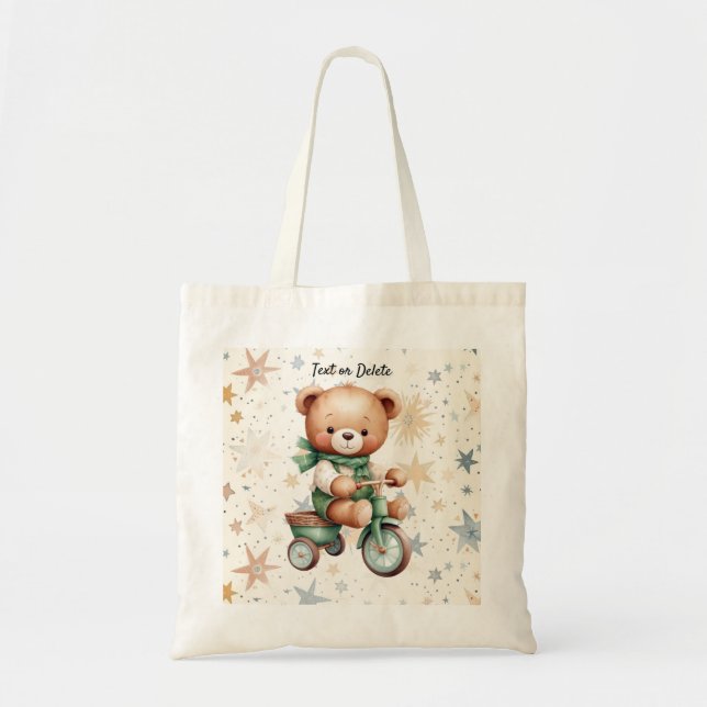 Wasserfarbe Teddy Bären Sterne Grünes Bike Tragetasche (Vorne)