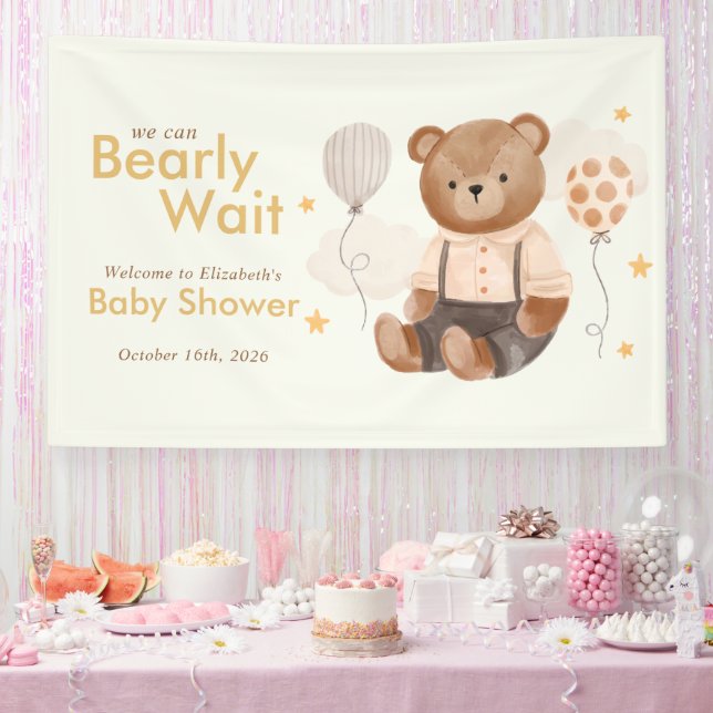 Wasserfarbe Teddy Bear Baby Dusche Banner (Party)