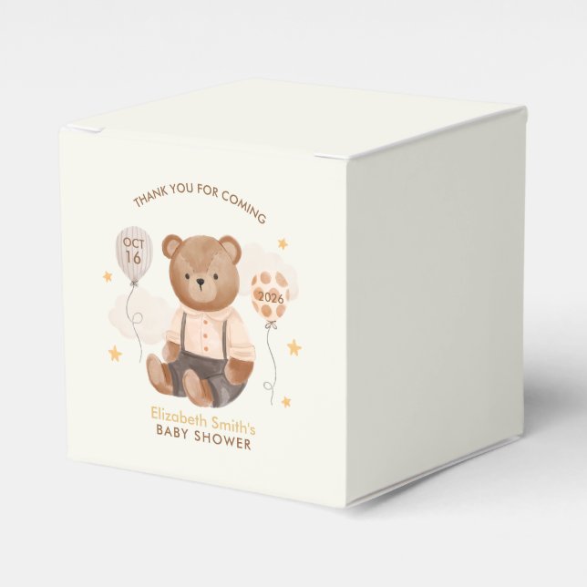 Wasserfarbe Teddy Bear Baby Dusche Geschenkschachtel (Vorderseite)