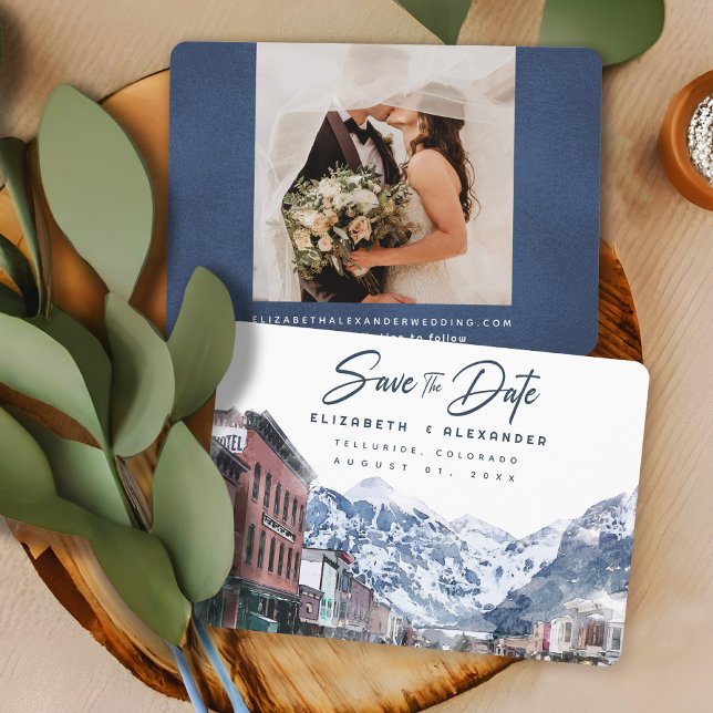 Wasserfarbe Telluride Co Hochzeitsski Save the Dat Einladung (Von Creator hochgeladen)