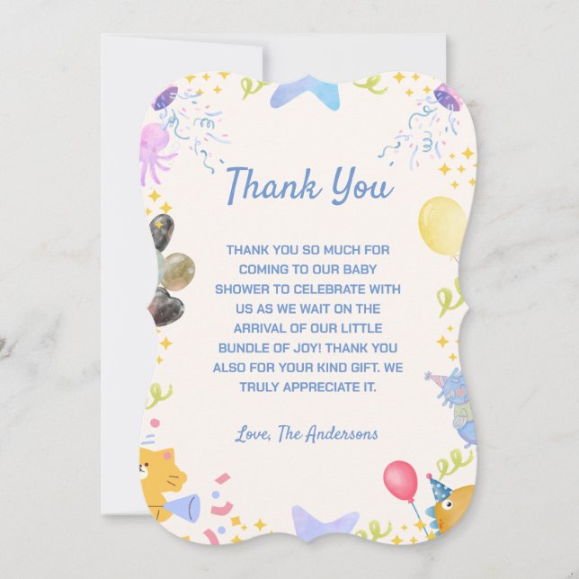 Wasserfarbe Thema Kinderdusche Danke Karte (Vorderseite)