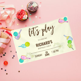 Wasserfarbe Thema Pickleball Sport Geburtstagspart Banner