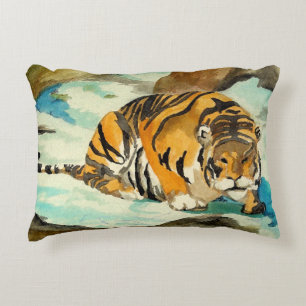 Wasserfarbe Tiger Dekokissen