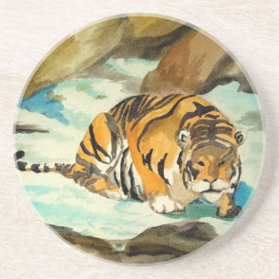 Wasserfarbe Tiger Getränkeuntersetzer