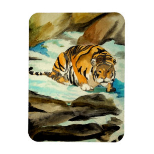 Wasserfarbe Tiger Magnet