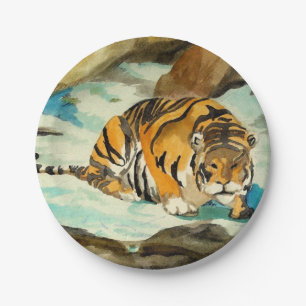 Wasserfarbe Tiger Pappteller
