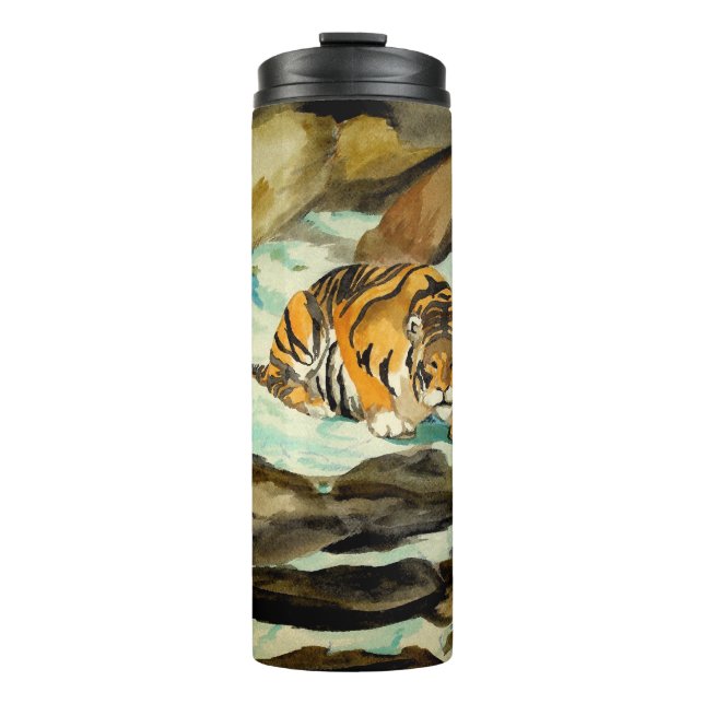Wasserfarbe Tiger Thermosbecher (Vorderseite)