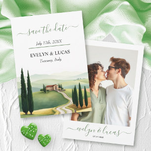 Wasserfarbe Toskana Italien Landschaft Foto Hochze Save The Date
