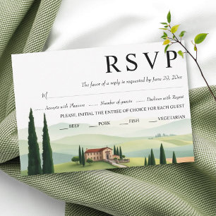 Wasserfarbe Toskana Italien Landschaft Hochzeit RSVP Karte