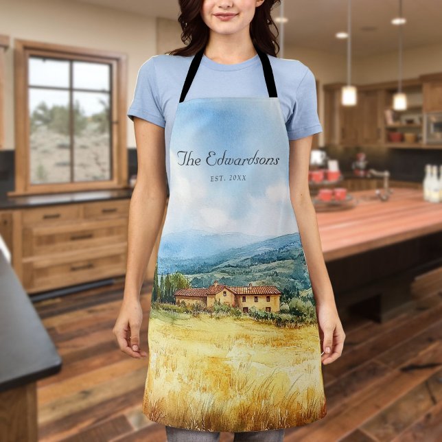 Wasserfarbe Toskana Name Mittelmeer Schürze (Watercolor Tuscan Mediterranean Family Name Apron)