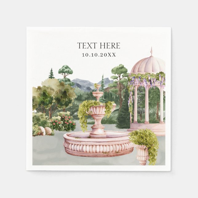 Wasserfarbe Traumgrüner Garten elegant Serviette (Vorderseite)