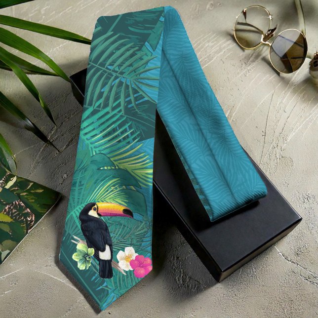 Wasserfarbe Tropisch mit Toucan Aquamarin ID577 Krawatte (Von Creator hochgeladen)