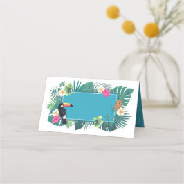 Wasserfarbe Tropisch mit Toucan Aquamarin ID577 Platzkarte