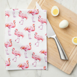 Wasserfarbe Tropisch rosa Flamingo Geschirrtuch