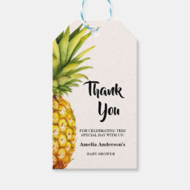 Wasserfarbe Tropische Ananas Babydusche Geschenkanhänger