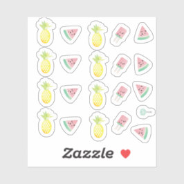 Wasserfarbe Tropische Ananas und Wassermelone Aufkleber