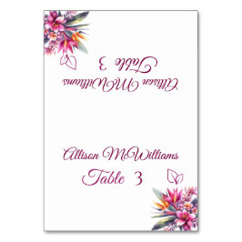 Wasserfarbe tropische Bliss-Vegetarier-Hochzeit- Tischnummer