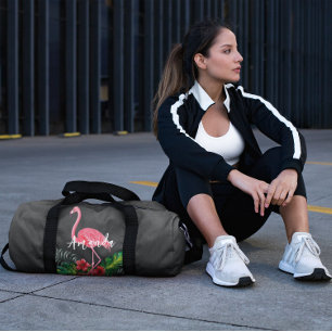 Wasserfarbe Tropische Blume Flamingo Personalisier Duffle Bag
