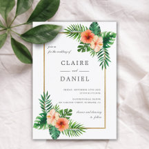 Wasserfarbe Tropische Blumen Moderne Hochzeit