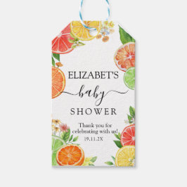 Wasserfarbe tropische Citrus Babydusche Geschenkanhänger