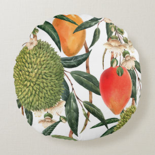 Wasserfarbe tropische durische, Mango-Muster. Rundes Kissen